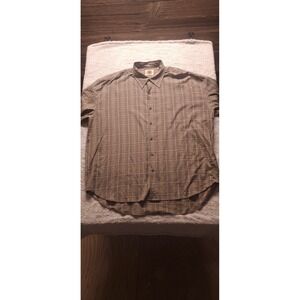 Pusser's West Indies Men's XXL Plaid Long Sleeve Silk Cotton Shirt Brown Beige